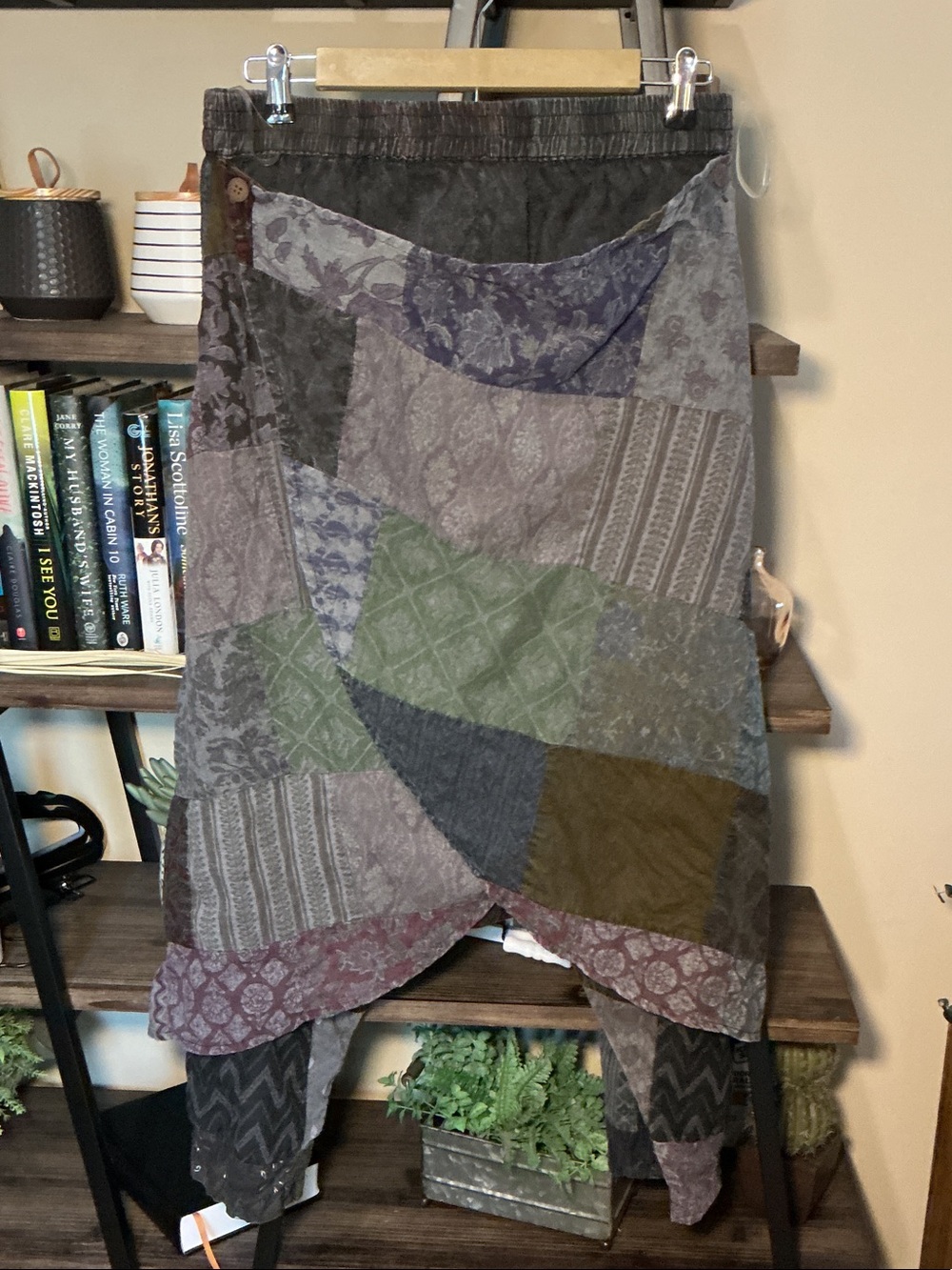 POL Boho Patchwork Crop Wrap Pant Size L